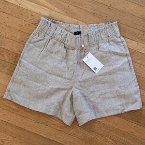 Quince NWOT 100% Linen High Waist Women Shorts - Light Tan Driftwood